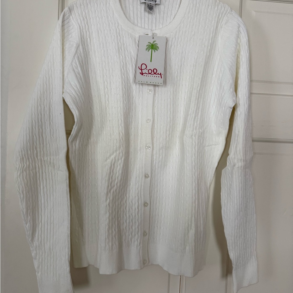 New!! Lilly Pulitzer White Annie Cable Knit Cardigan